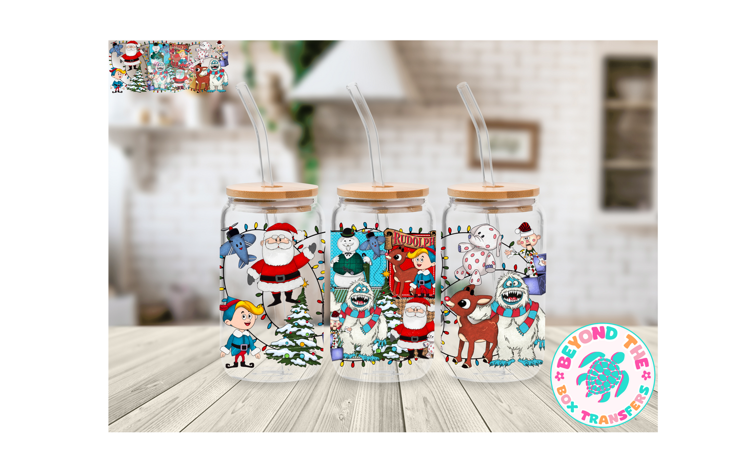 Red Nosed Christmas 16oz UVDTF Wrap