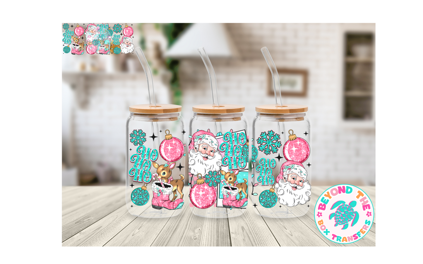 Pink And Blue Christmas 16oz UVDTF Wrap