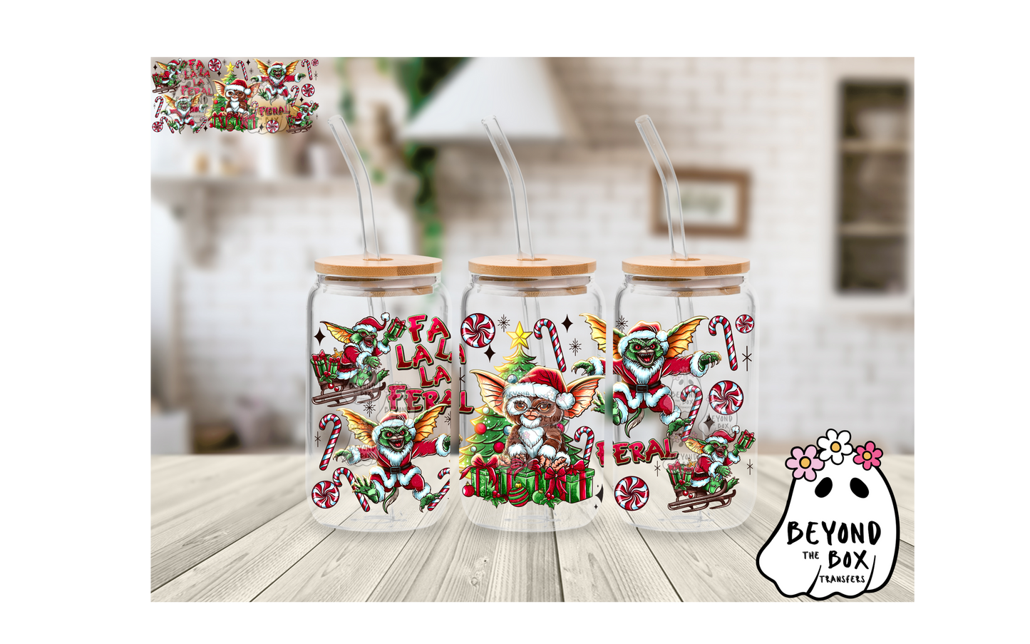 Feral Christmas 16oz UVDTF wrap