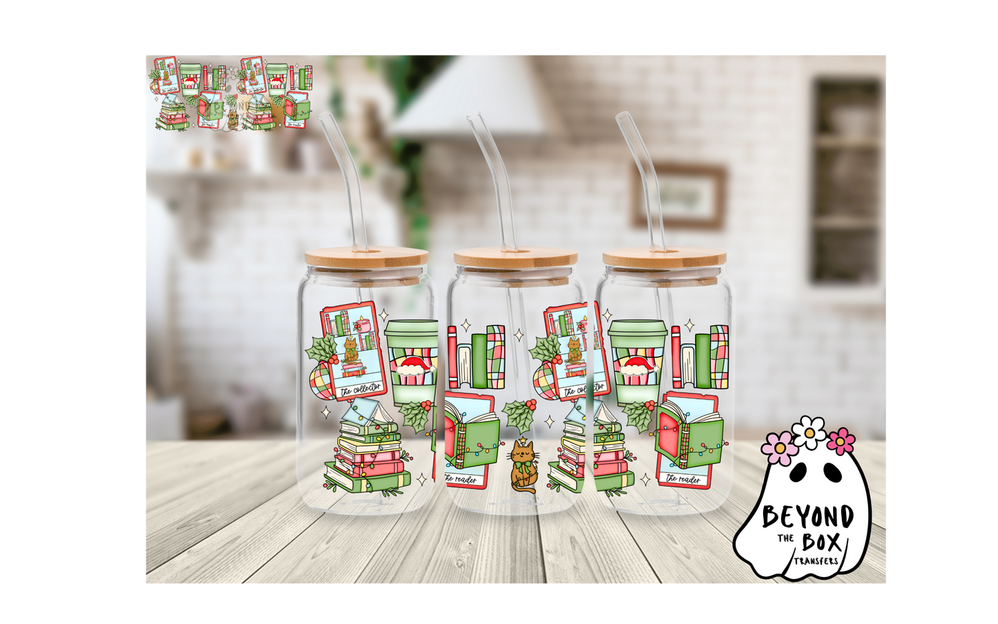 Christmas Bookish 16oz UVDTF wrap