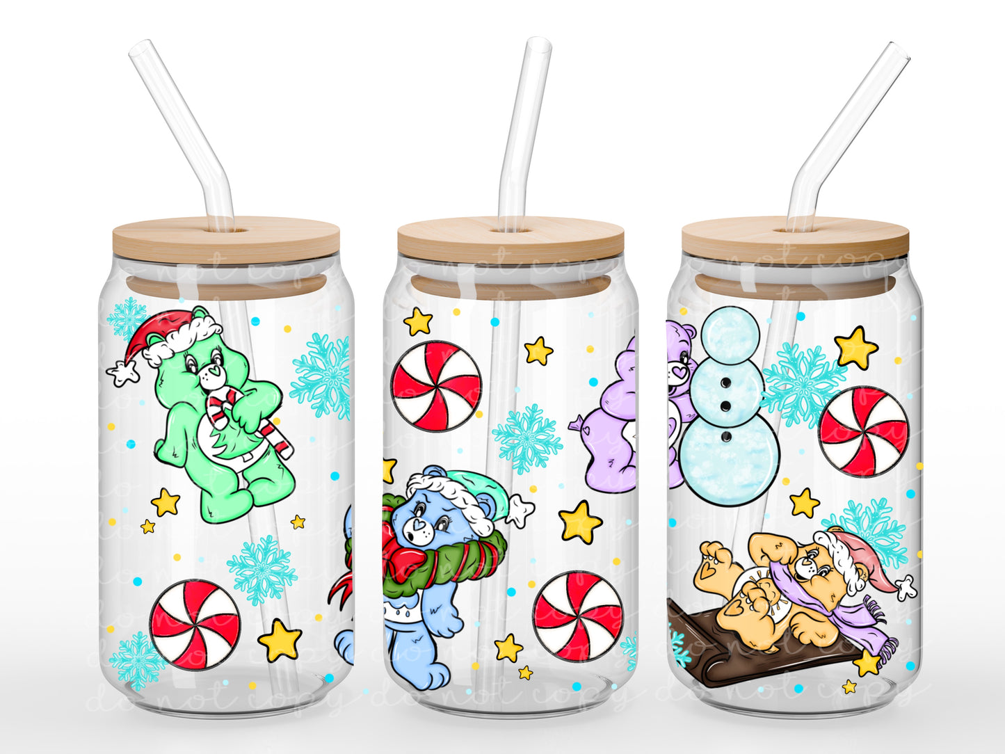 Christmas Bears 16oz UVDTF wrap