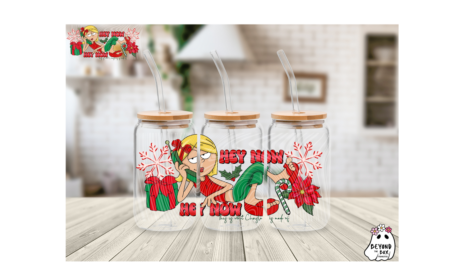 Hey Now, Hey Now Christmas 16oz UVDTF wrap