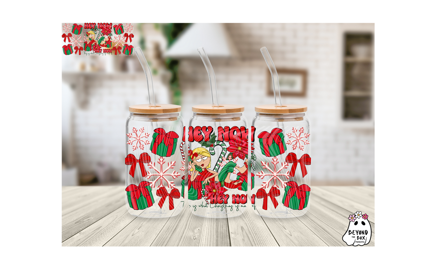 Hey Now, Hey Now Christmas 16oz UVDTF wrap