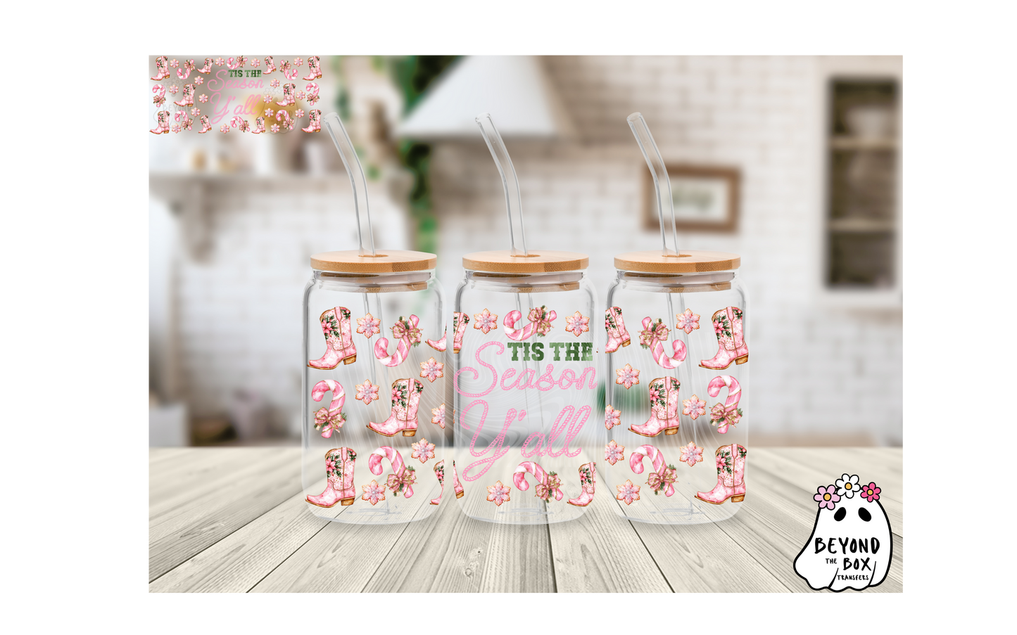 Pink Christmas 16oz UVDTF Wrap