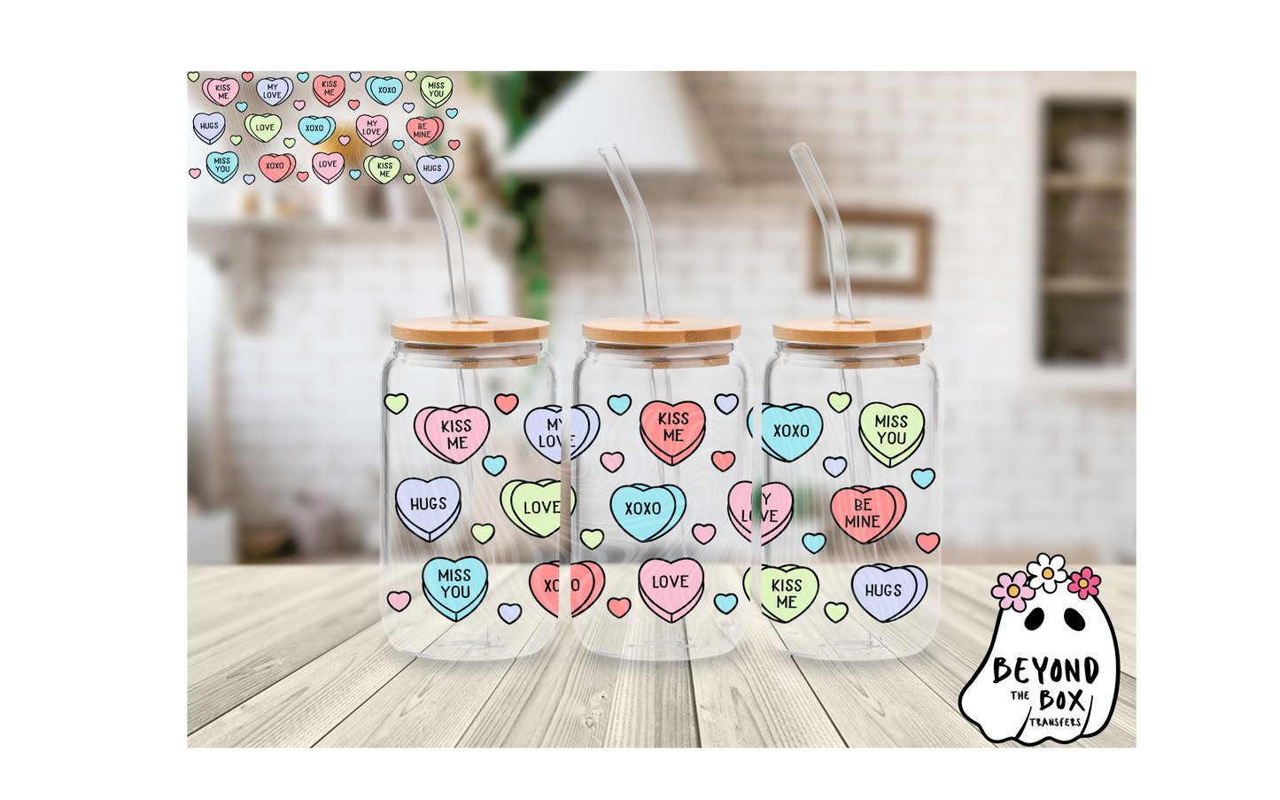 Conversation Candy Hearts 16oz UVDTF wrap
