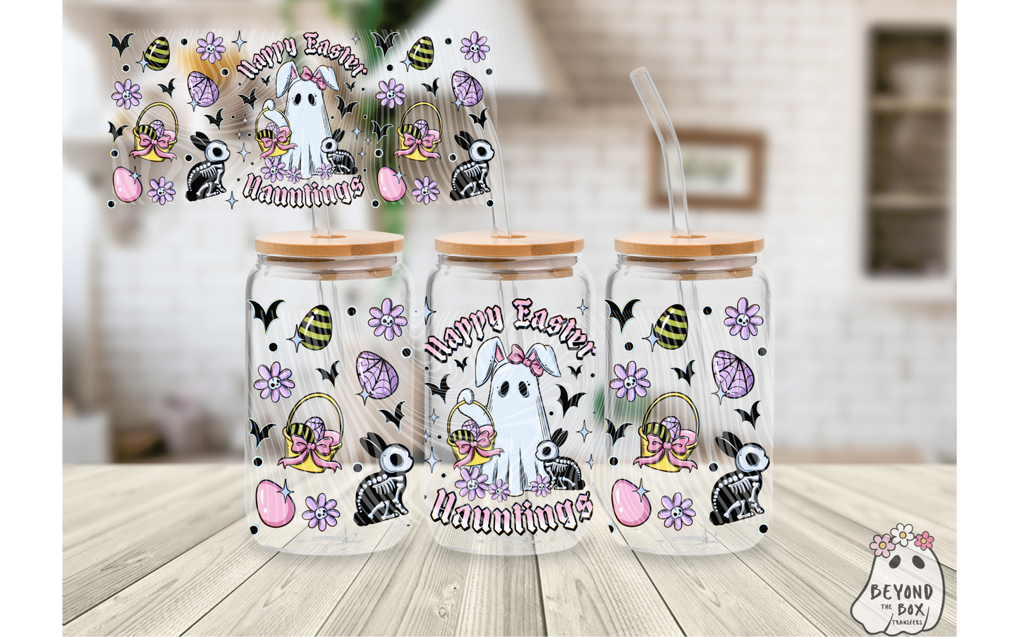 Happy Easter Hauntings Pink 16oz UVDTF wrap