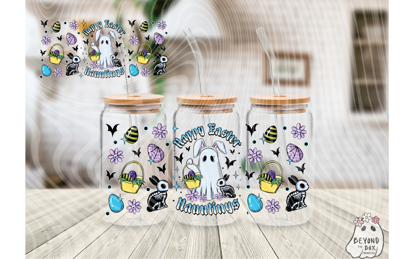Happy Easter Hauntings Blue 16oz UVDTF wrap