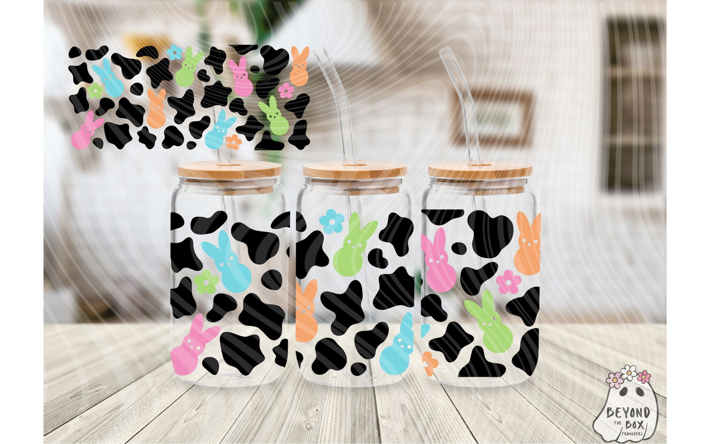 Cow Print Easter 16oz UVDTF wrap