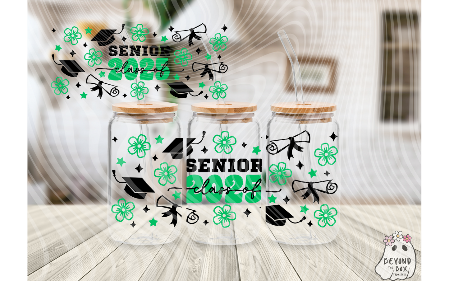 Senior 2025 Green & Black 16oz UVDTF Wrap