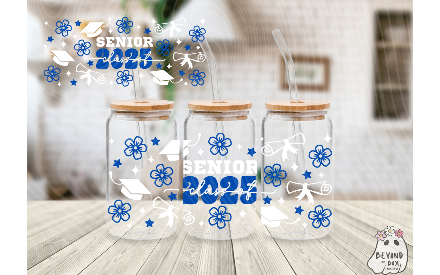 Senior 2025 Blue & White 16oz UVDTF Wrap