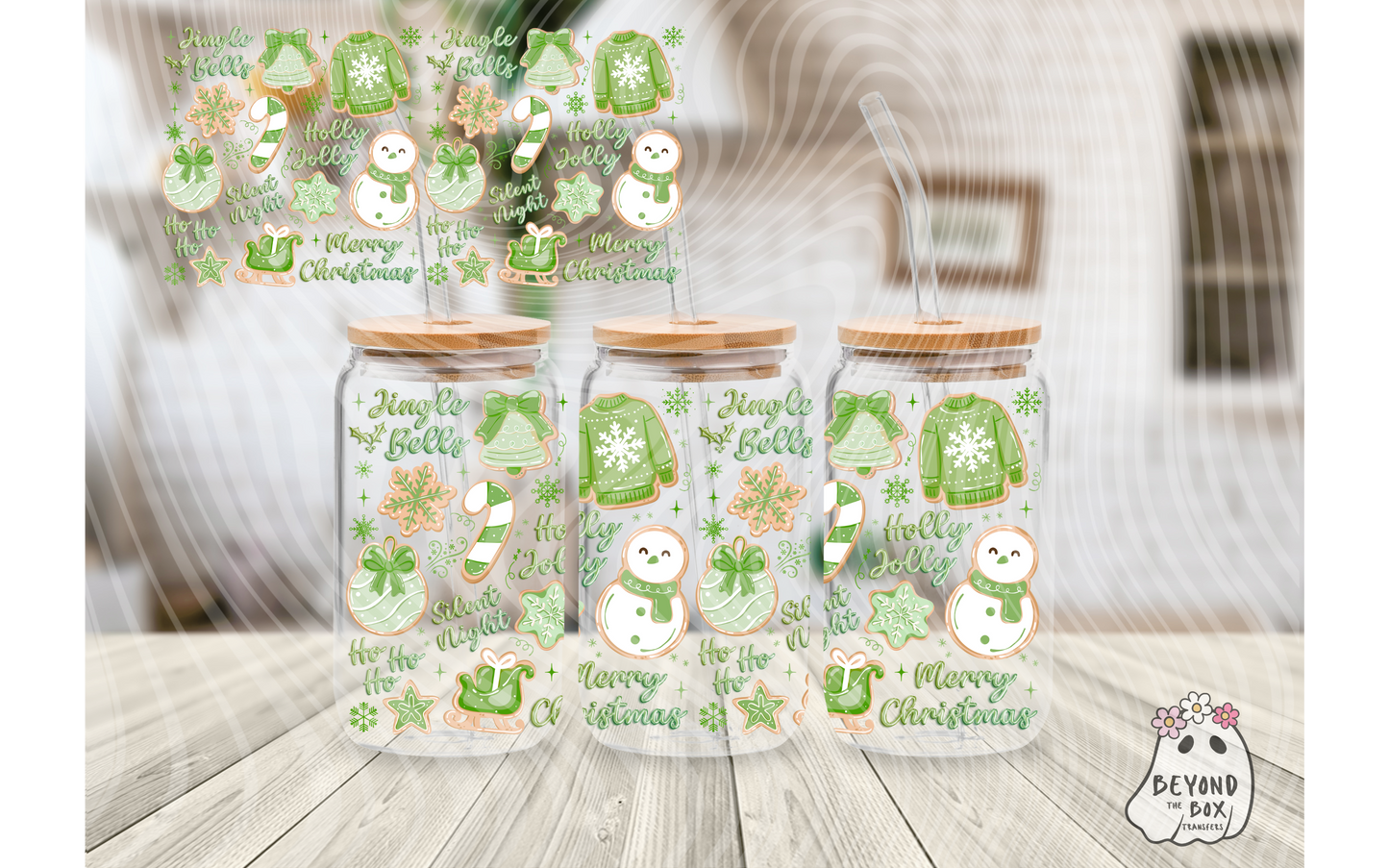 Green Christmas Cookies 16oz UVDTF Wrap