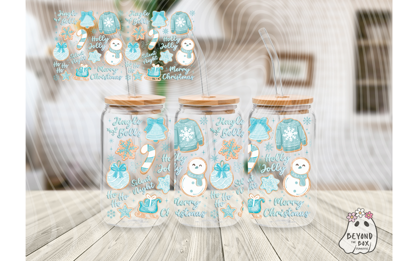 Blue Christmas Cookies 16oz UVDTF Wrap