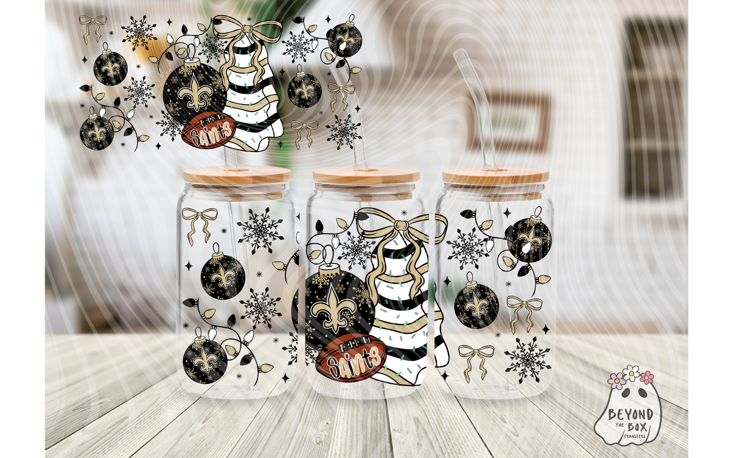 Christmas Cake Football 16oz UVDTF wrap