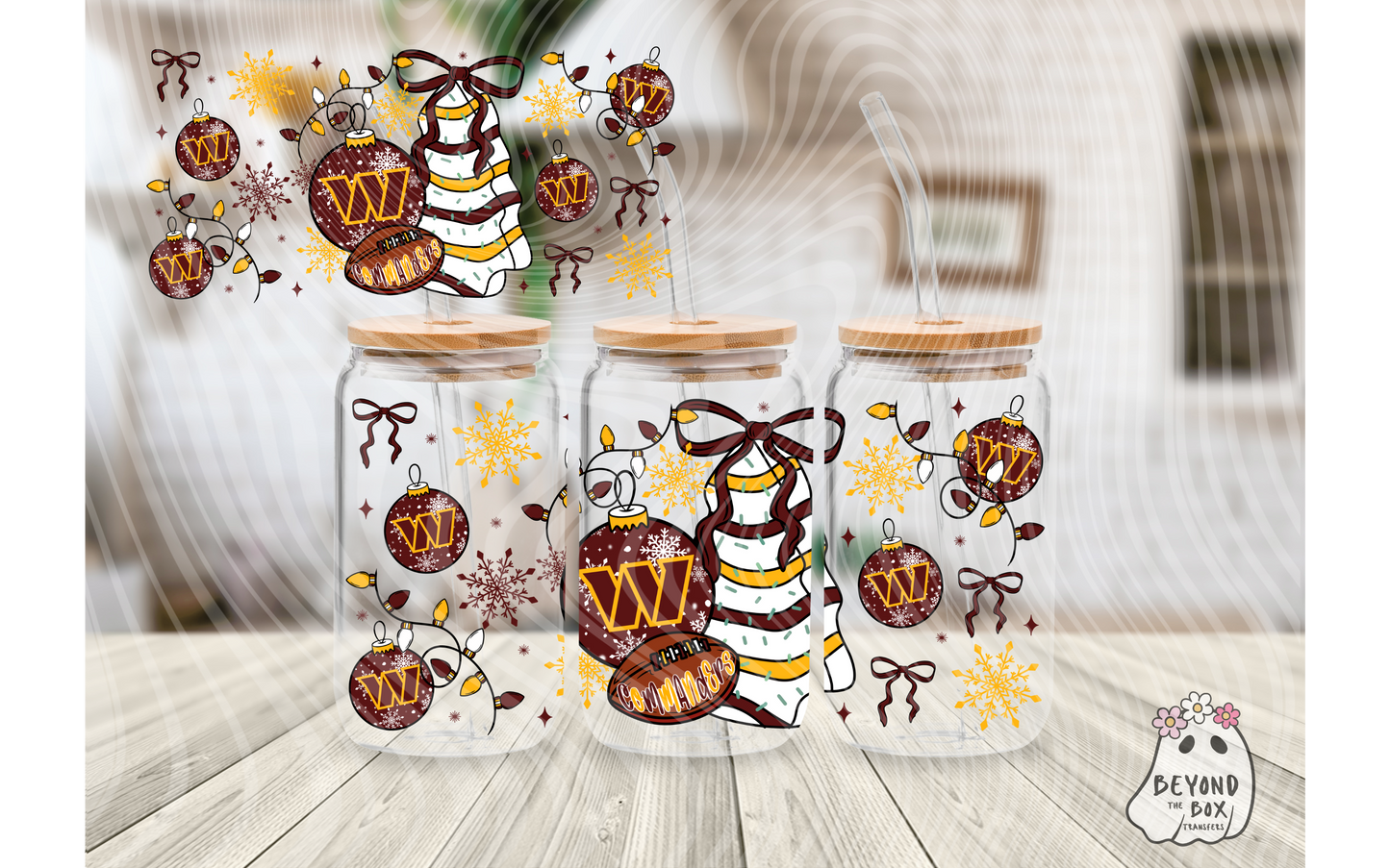 Christmas Cake Football 16oz UVDTF wrap