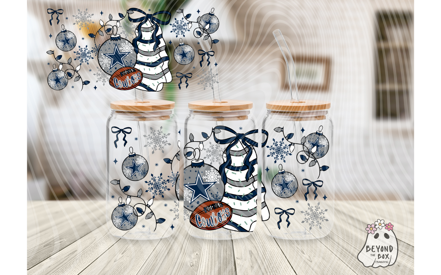 Christmas Cake Football 16oz UVDTF wrap