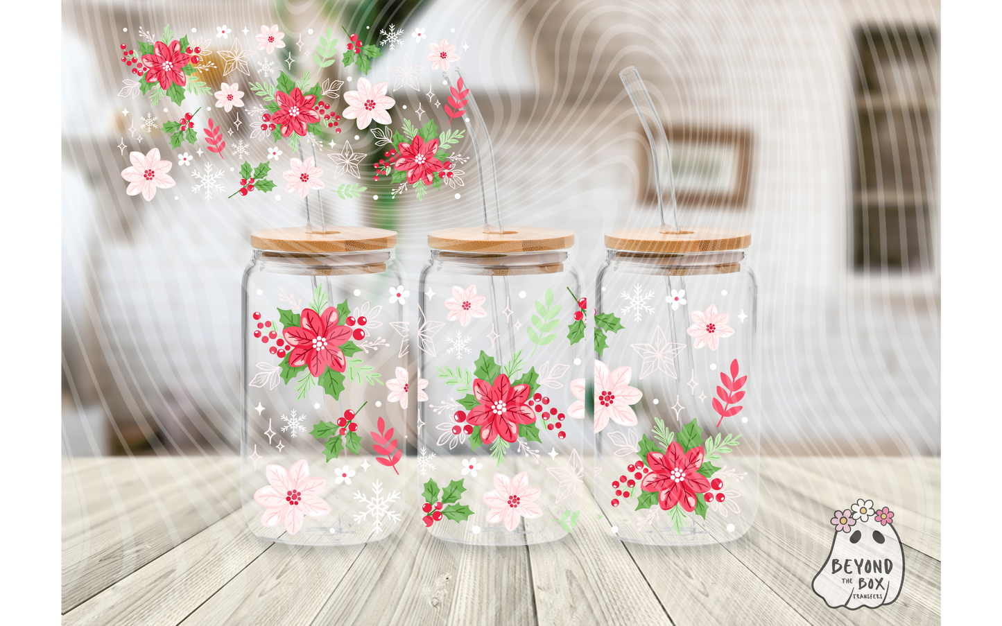 Christmas floral 16oz UVDTF Wrap