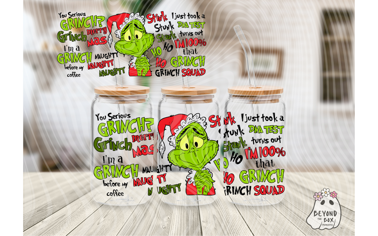 Mean One Christmas 16oz UVDTF Wrap