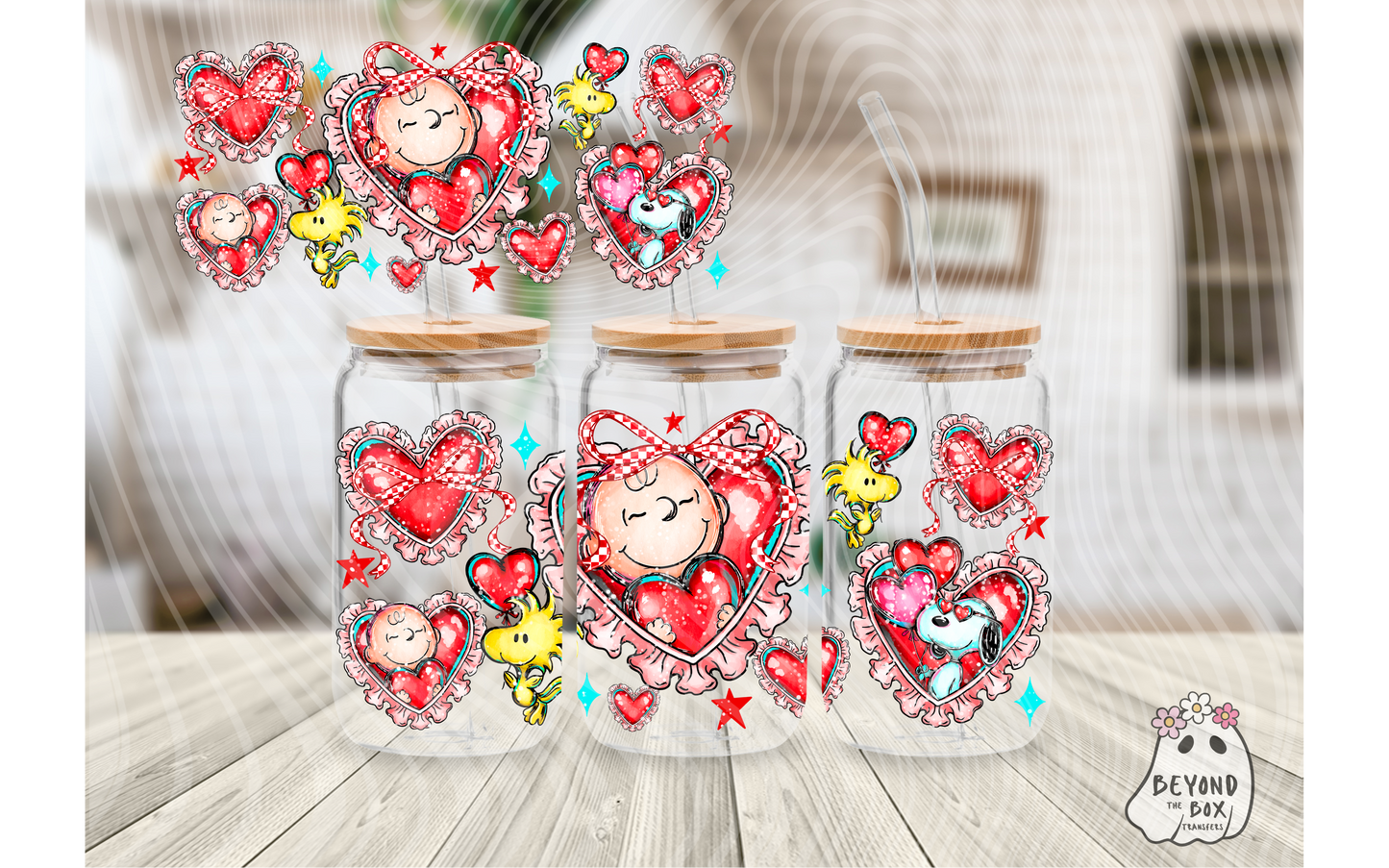 Valentine Charlie and Friends 16oz UVDTF wrap