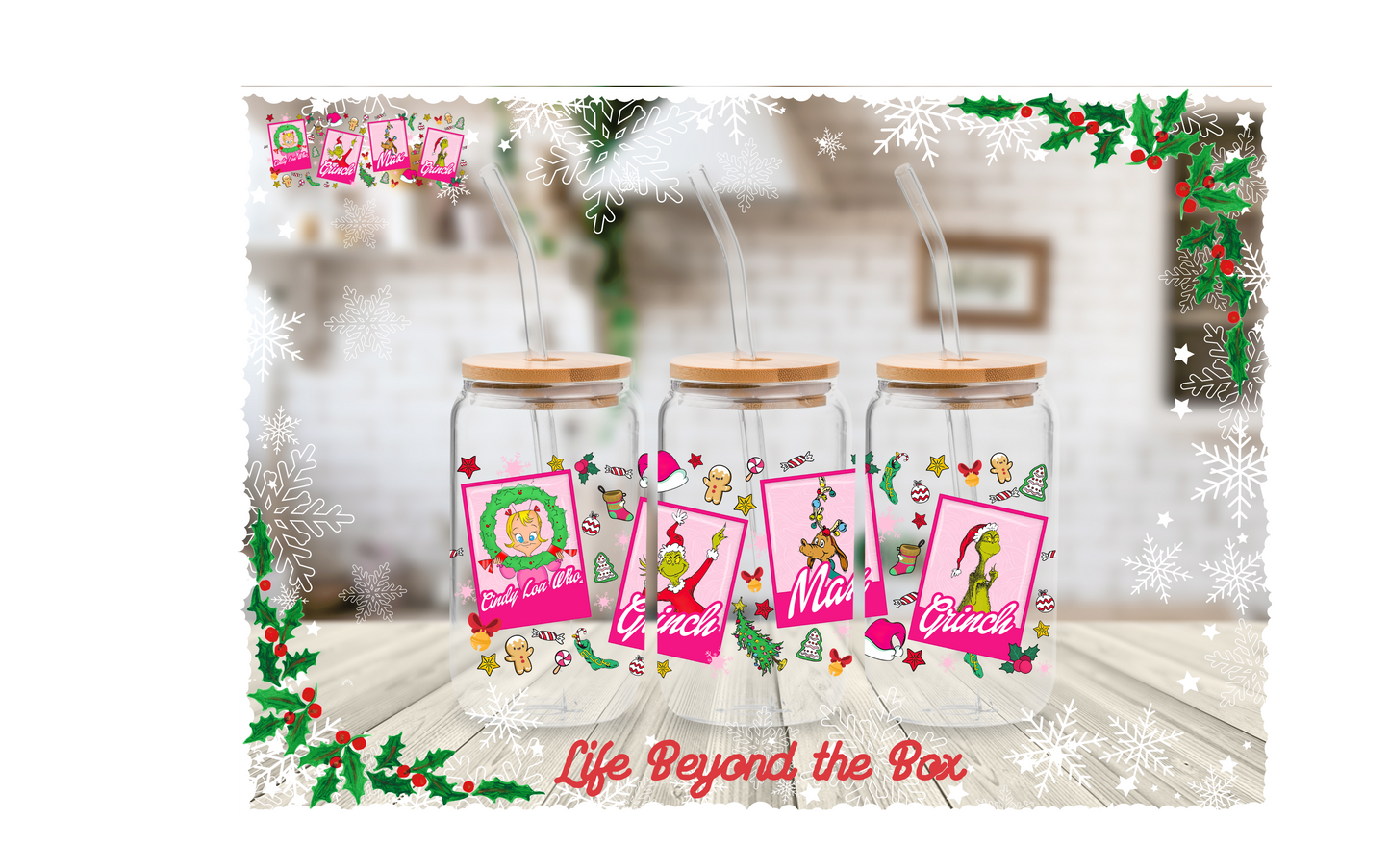 Pink Christmas 16oz UVDTF Wrap