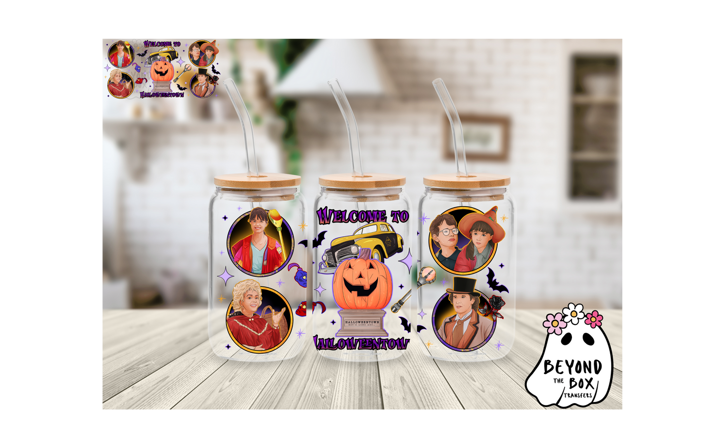 Halloween Town 16oz UVDTF wrap