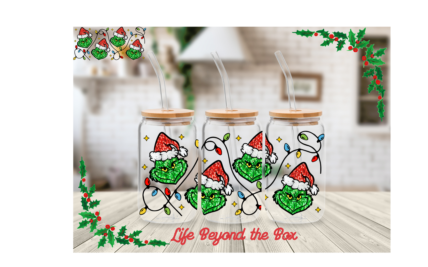 Red Christmas 16oz UVDTF Wrap
