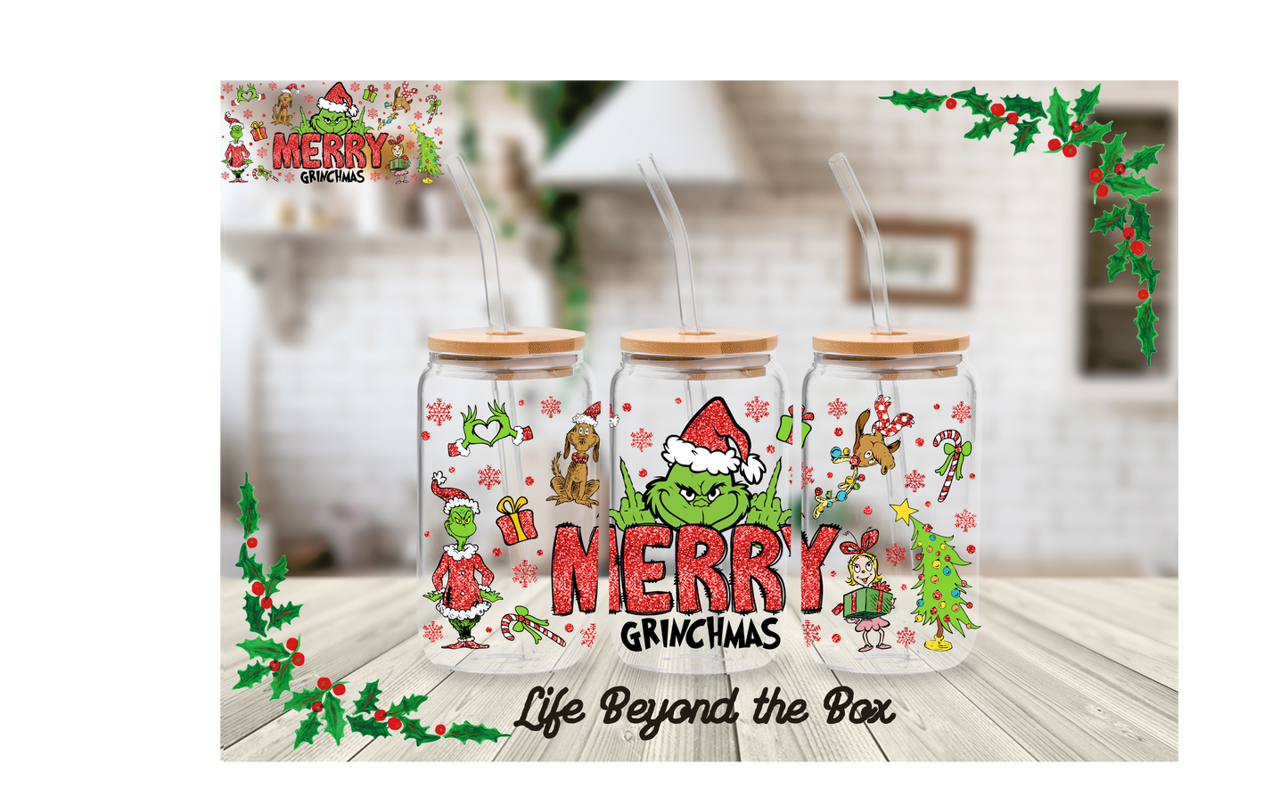 Red Christmas 16oz UVDTF Wrap