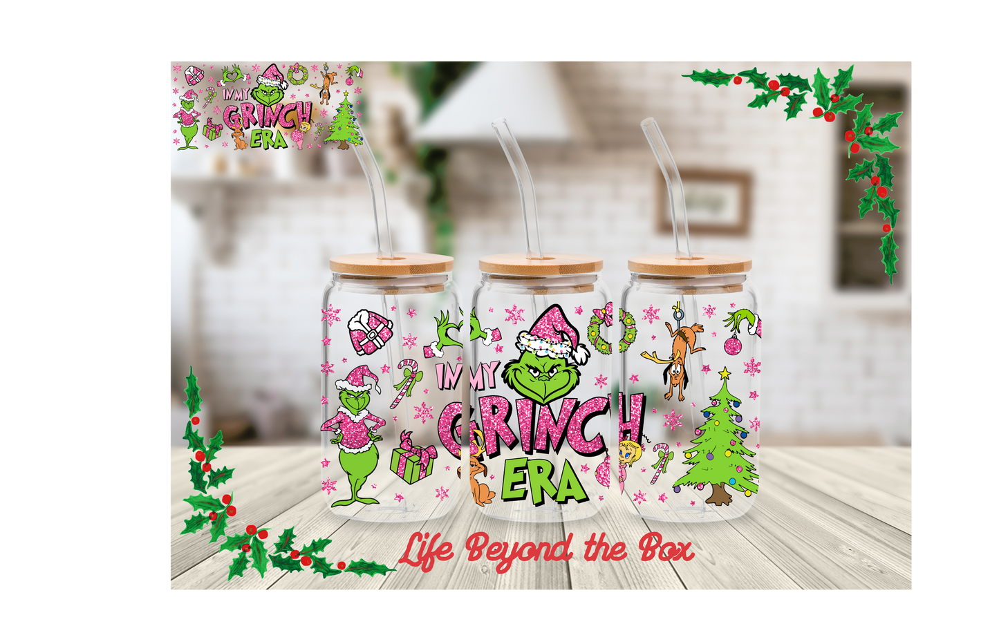 Pink Christmas Era 16oz UVDTF Wrap