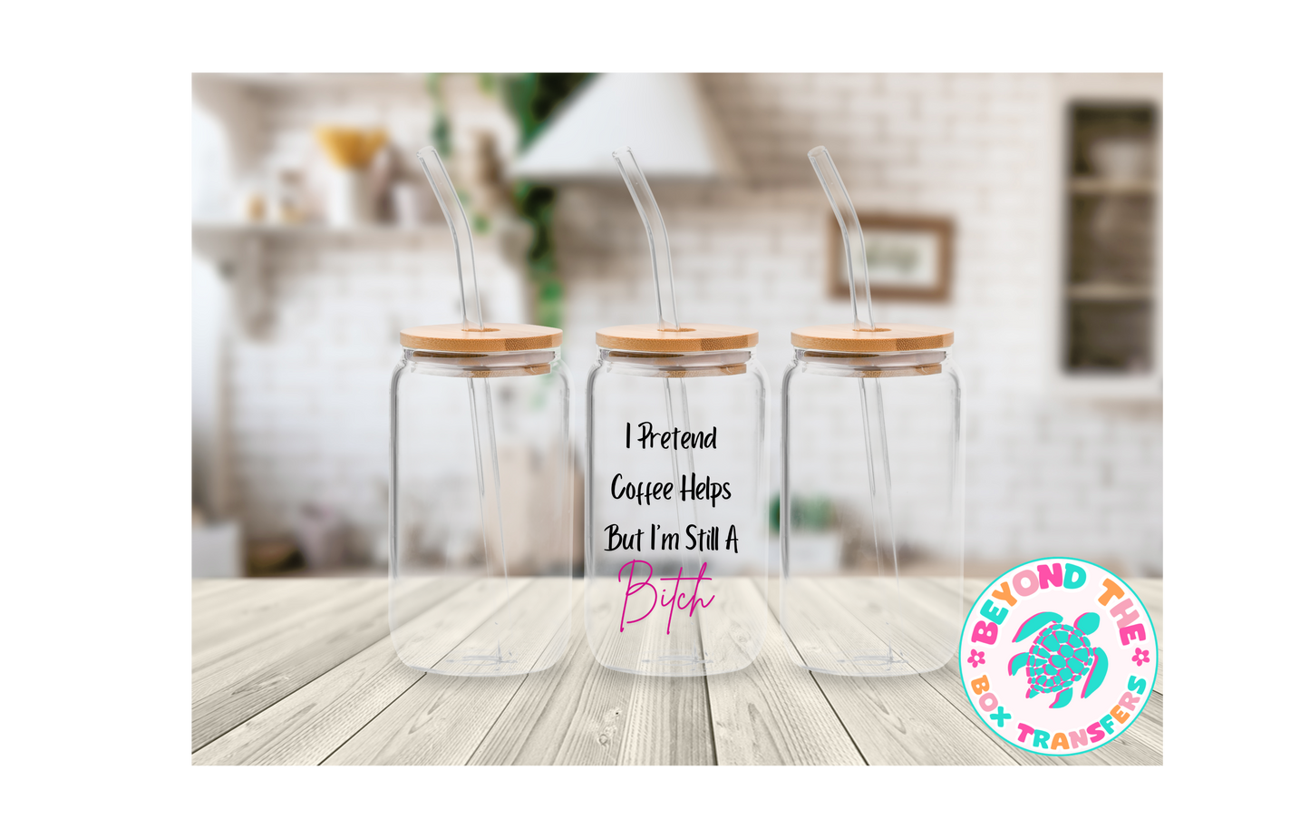Pink Coffee Bitch UVDTF Decal