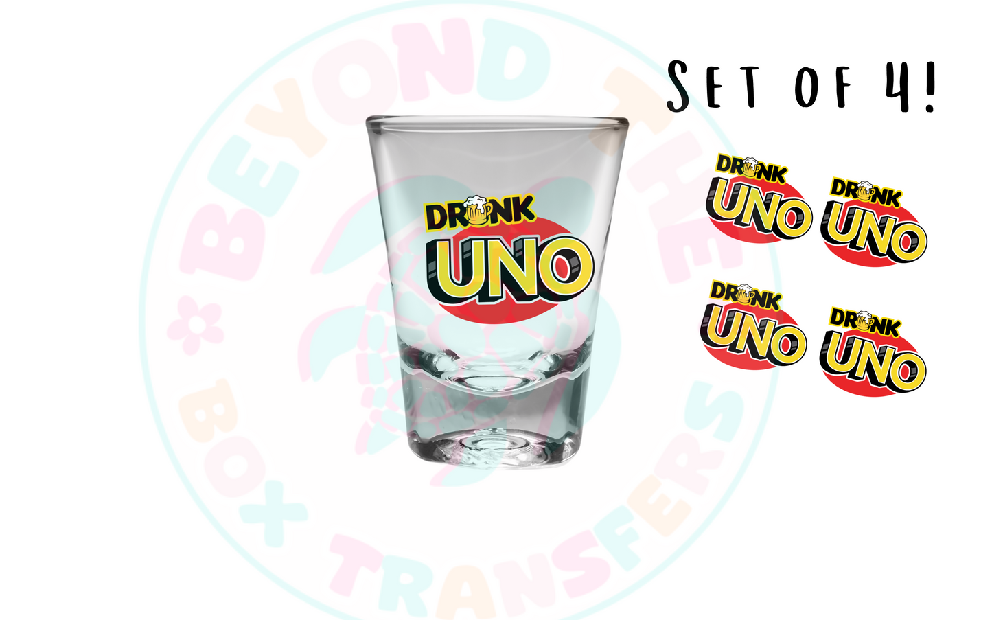Drunk Uno set of 4 UVDTF Decal sheet