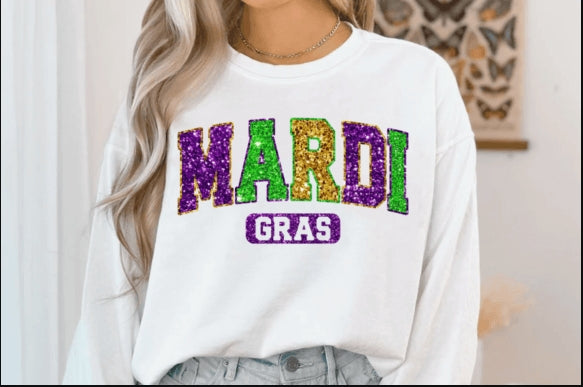Faux Glitter Mardi Gras Ready to Press DTF Transfer