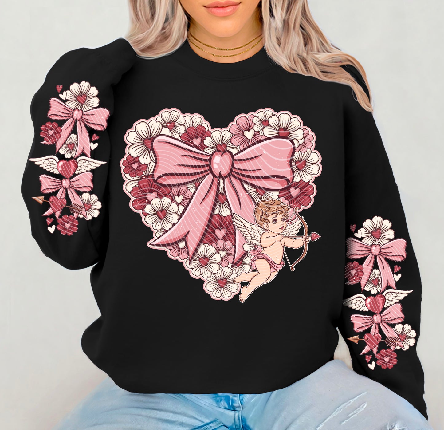 Floral Cupid Heart Ready to Press DTF Transfer