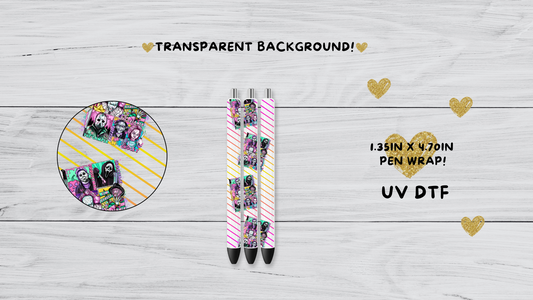 Horror Neon Stripe UVDTF pen wrap