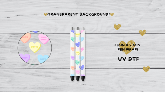 Pastel Conversation Hearts UVDTF pen wrap