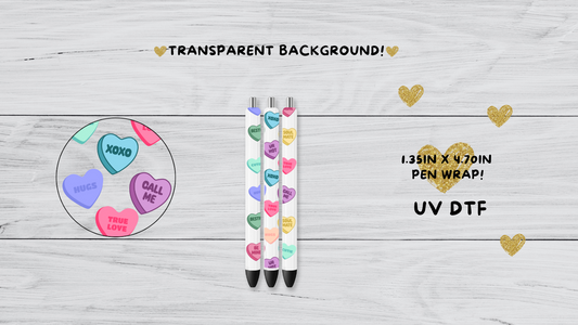 Conversation Hearts UVDTF pen wrap