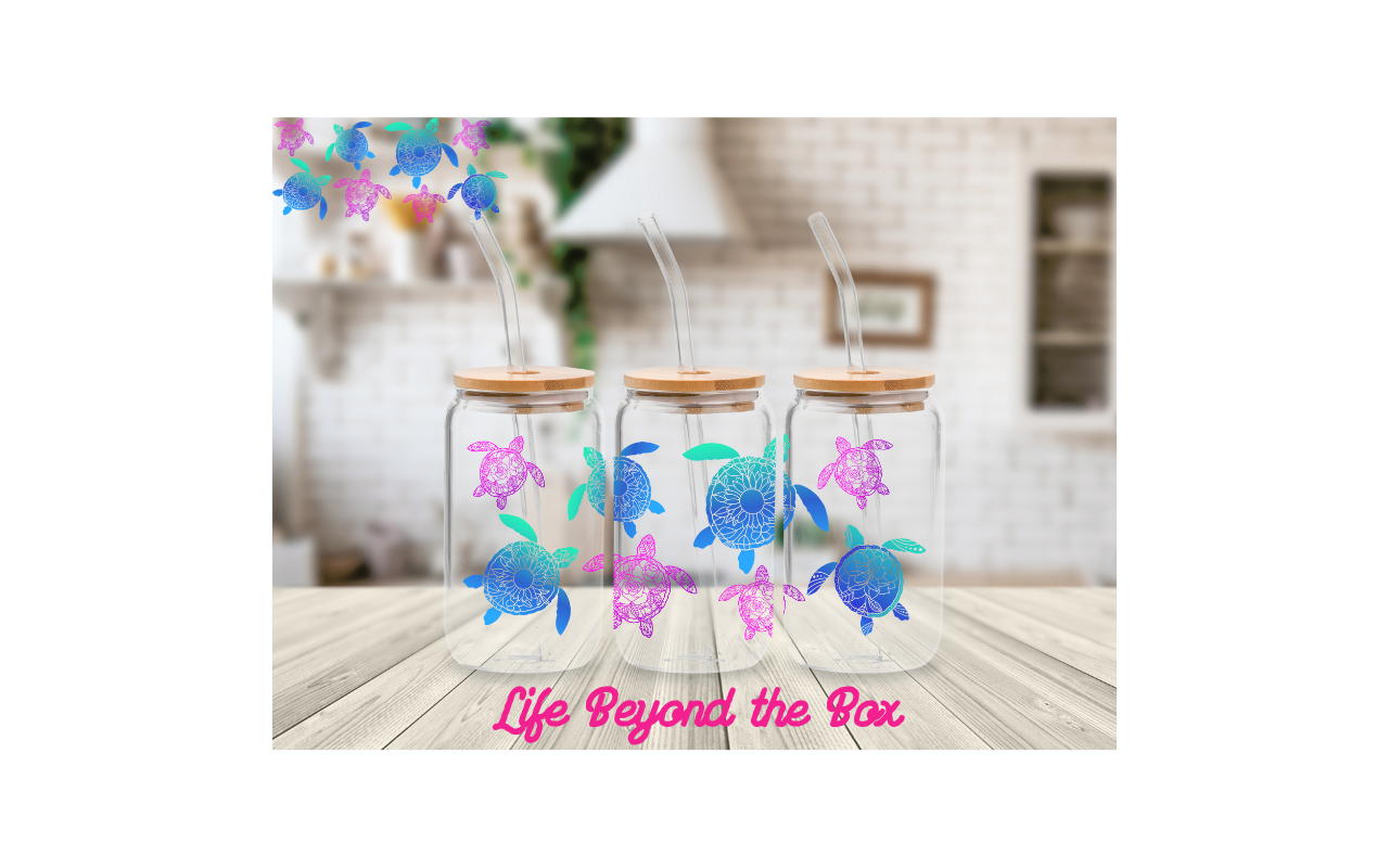 Watercolor Sea turtles 16oz UVDTF wrap