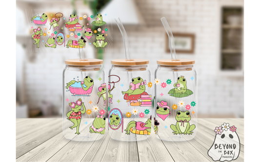 Cute Girly Frog 16oz UVDTF wrap