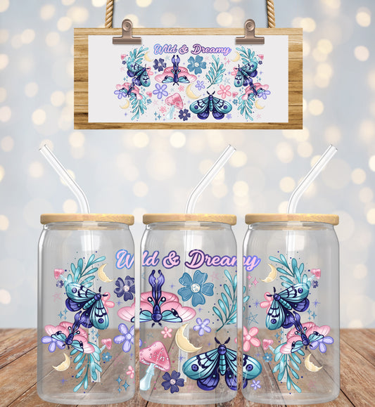 Floral Wild and Dreamy Moth 16oz UVDTF wrap