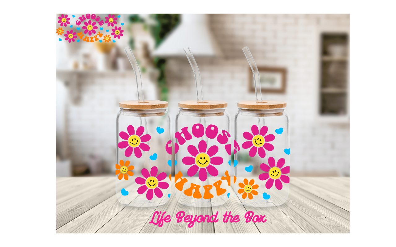 Hippy Choose happy 16oz UVDTF wrap