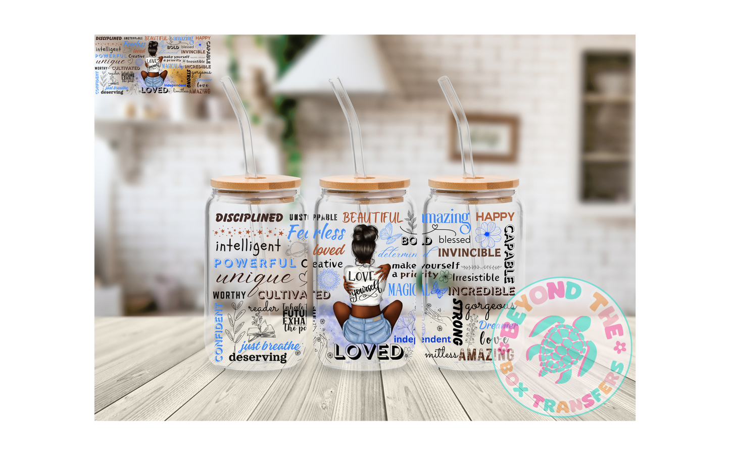 Positive affirmations African American 16oz UVDTF wrap
