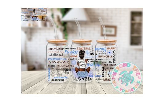 Positive affirmations African American 16oz UVDTF wrap