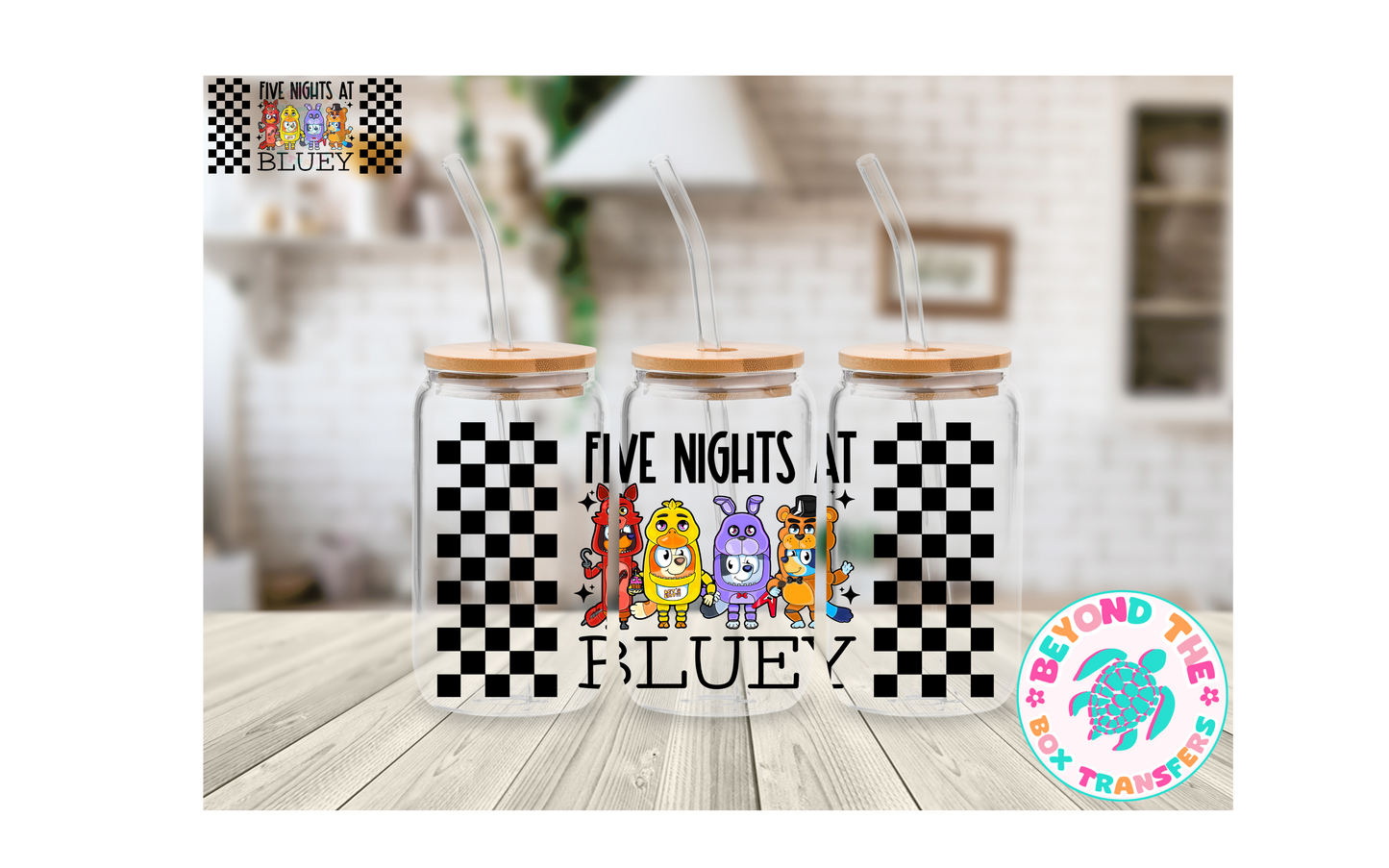 Five Nights of Bluey 16oz UV DTF Wrap