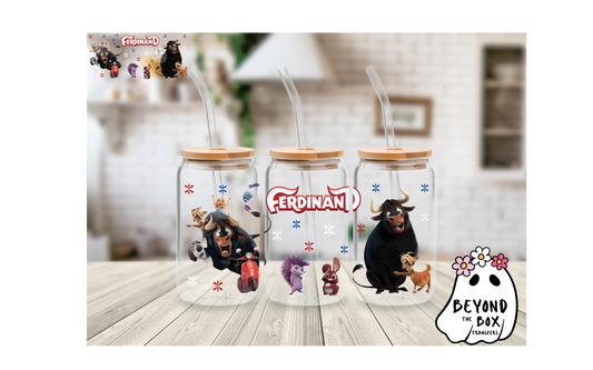 Cartoon Bull 16oz UVDTF wrap