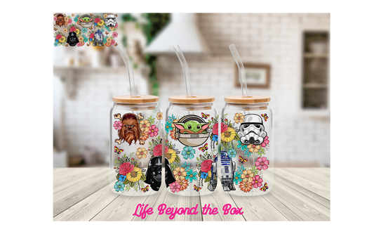 Floral  Galaxy Wars 16oz UVDTF wrap