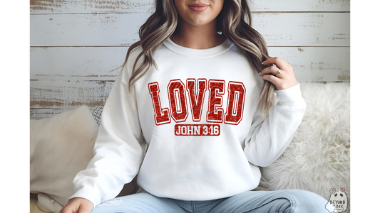 Faux Glitter Loved John 3:16 Ready to Press DTF Transfer