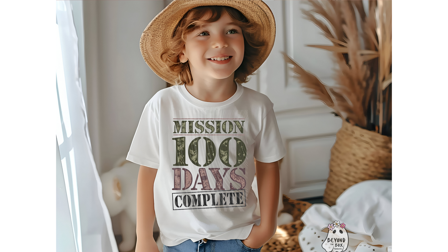 Mission Complete 100 Days of School Ready to Press DTF Transfer