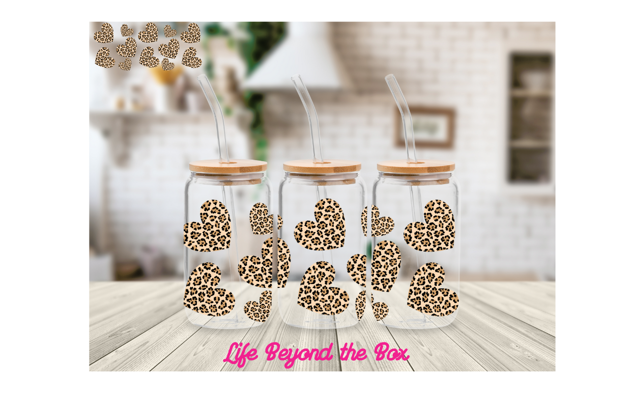 Leopard Hearts 16oz UVDTF wrap