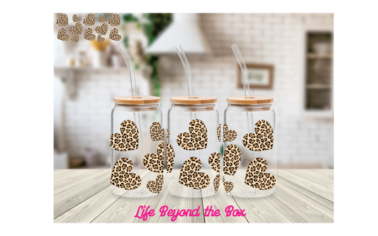 Leopard Hearts 16oz UVDTF wrap