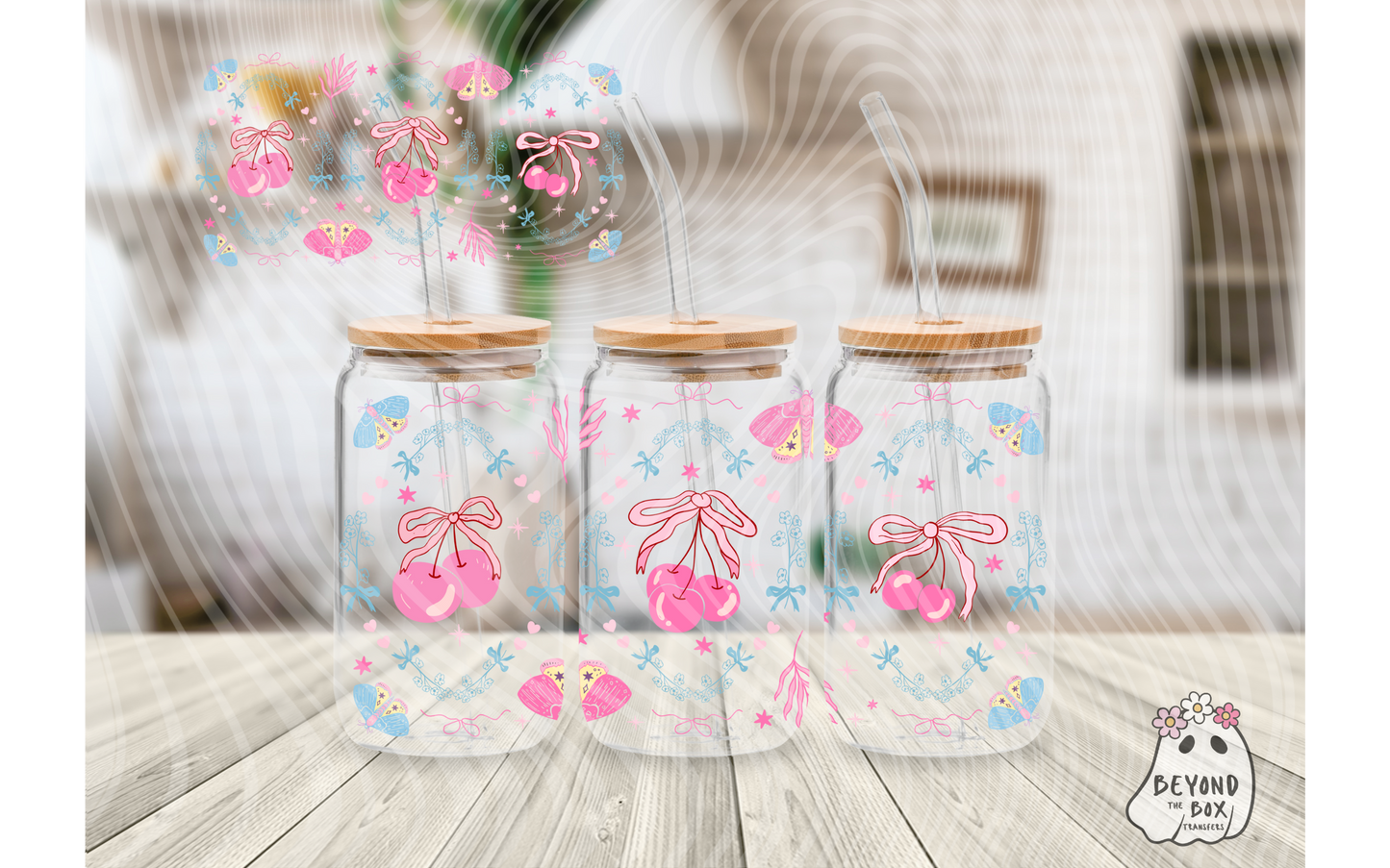 Pink Cherries 16oz UVDTF wrap