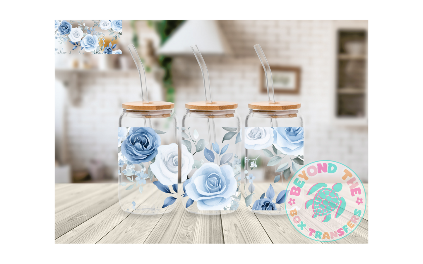 Blue Rose 16oz UVDTF wrap