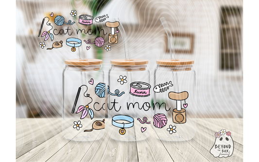 Cat Mom 16oz UVDTF wrap